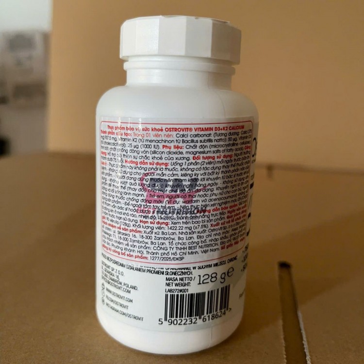OstroVit Vitamin D3 K2 Calcium 90 viên