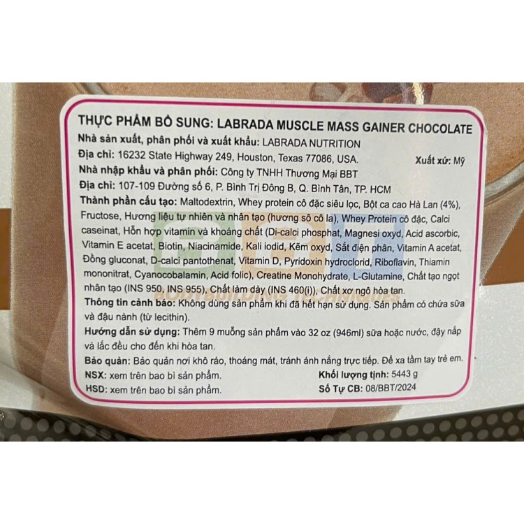MUSCLE MASS GAINER (12lbs) - LABRADA
